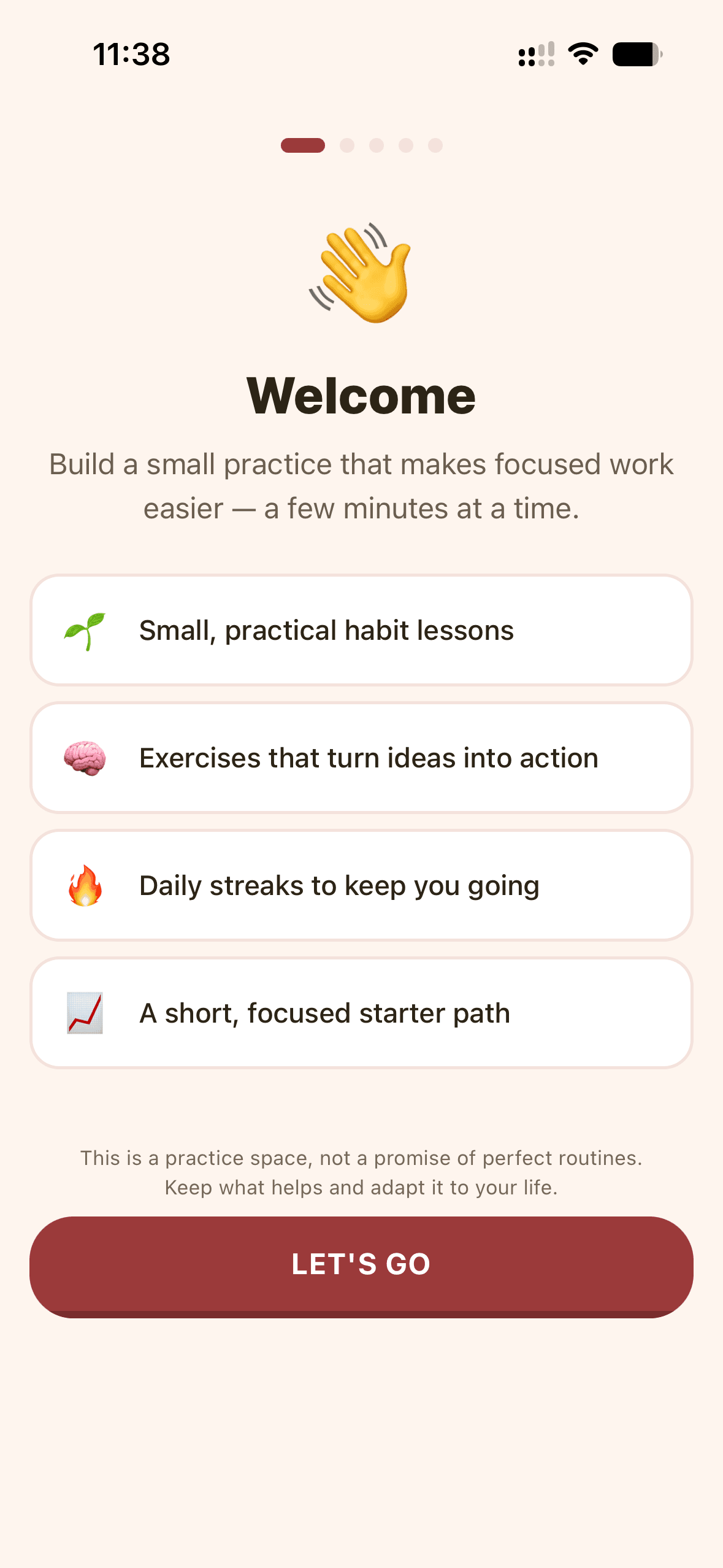 QuickSkill onboarding screen